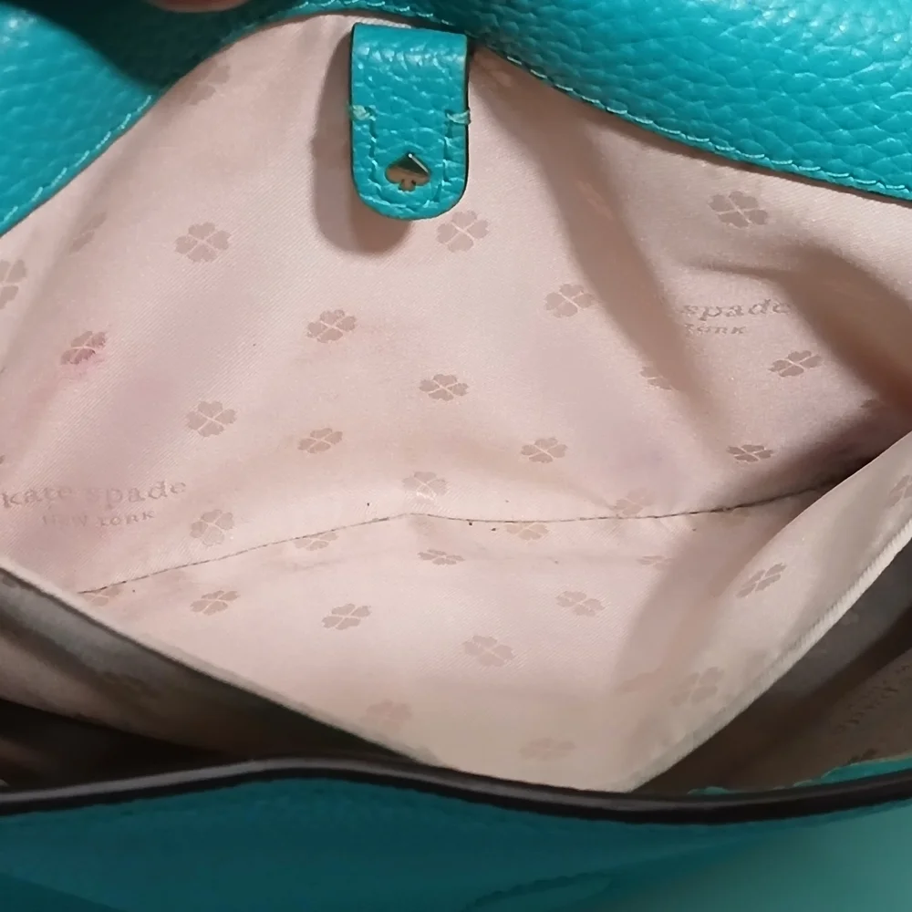 Kate Spade New York - Teal Green Pebbled Leather Flap Crossbody Bag - Medium